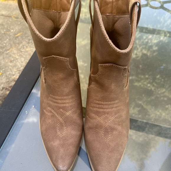 Rachel Zoe boots western cowboy embroidered brown pull on tabs womens size 9 - Picture 6 of 12